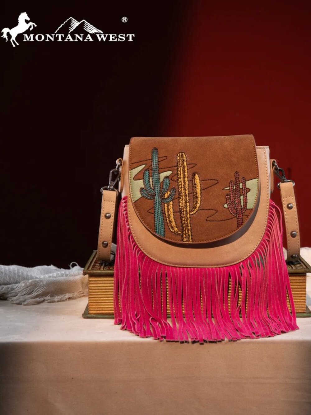 Montana West Embroidered Collection Crossbody Bag Brown
